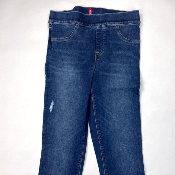 Spanx Distressed Ankle Skinny Jeans Women M Tummy Panel Stretch Denim 20203R - Picture 3 of 16